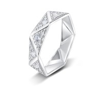 Triangular Shape with CZ Stone Silver Ring NSR-4032